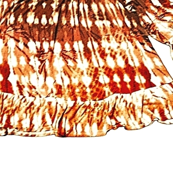 Style & Co pl Raspberry Tie Dye Elastic Neckline Long Sleeves Ruffle Hem… - Picture 6 of 12